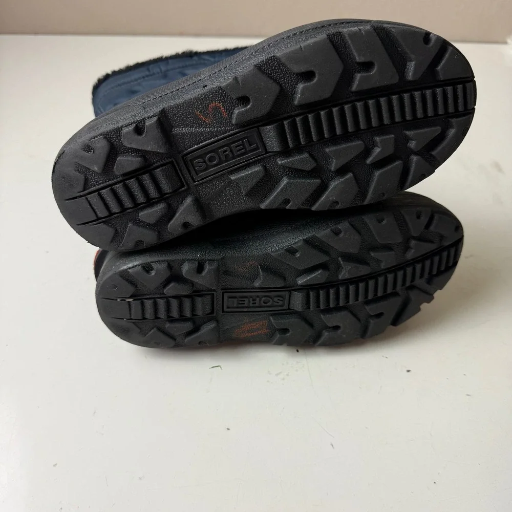 Sorel Snow Commander Youth Navy Blue Black Winter Boots NY1806-425 Size 3 Kids